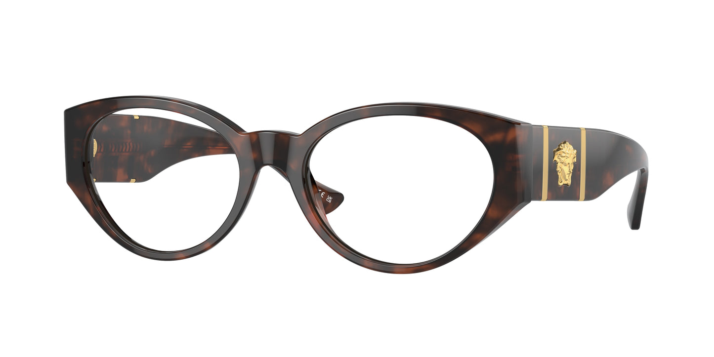 Versace VE3345 Oval Eyeglasses  5429-Havana 54-140-18 - Color Map Tortoise