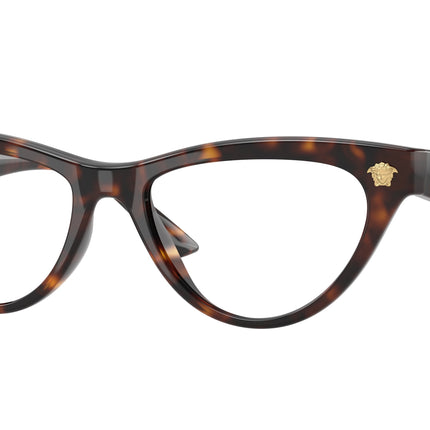 Versace VE3364U Cat Eye Eyeglasses  108-Havana 52-145-17 - Color Map Tortoise