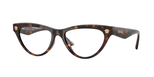 Versace VE3364U Cat Eye Eyeglasses  108-Havana 52-145-17 - Color Map Tortoise