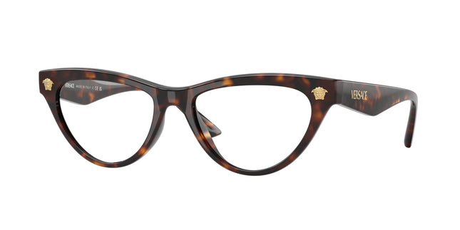 Versace VE3364U Cat Eye Eyeglasses  108-Havana 52-145-17 - Color Map Tortoise