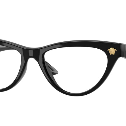 Versace VE3364U Cat Eye Eyeglasses  GB1-Black 52-145-17 - Color Map Black