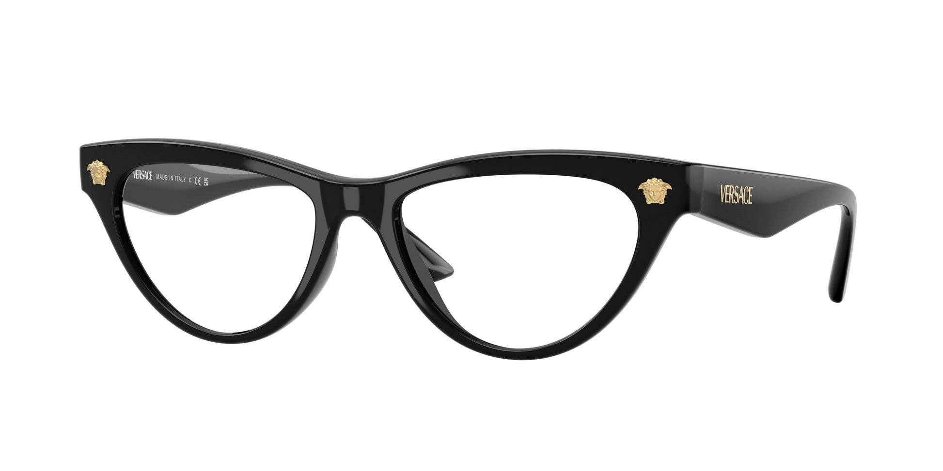 Versace VE3364U Cat Eye Eyeglasses  GB1-Black 52-145-17 - Color Map Black