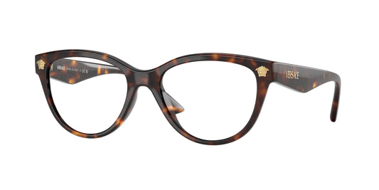 Versace VE3365U Cat Eye Eyeglasses  108-Havana 54-145-17 - Color Map Tortoise