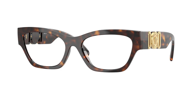 Versace VE3367U Cat Eye Eyeglasses  108-Havana 54-140-17 - Color Map Tortoise