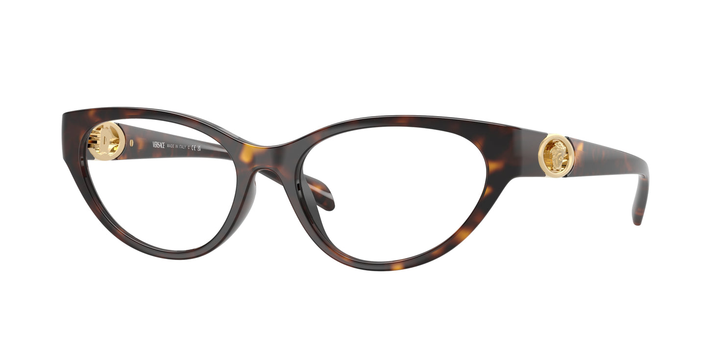 Versace VE3372U Cat Eye Eyeglasses  108-Havana 54-140-17 - Color Map Tortoise