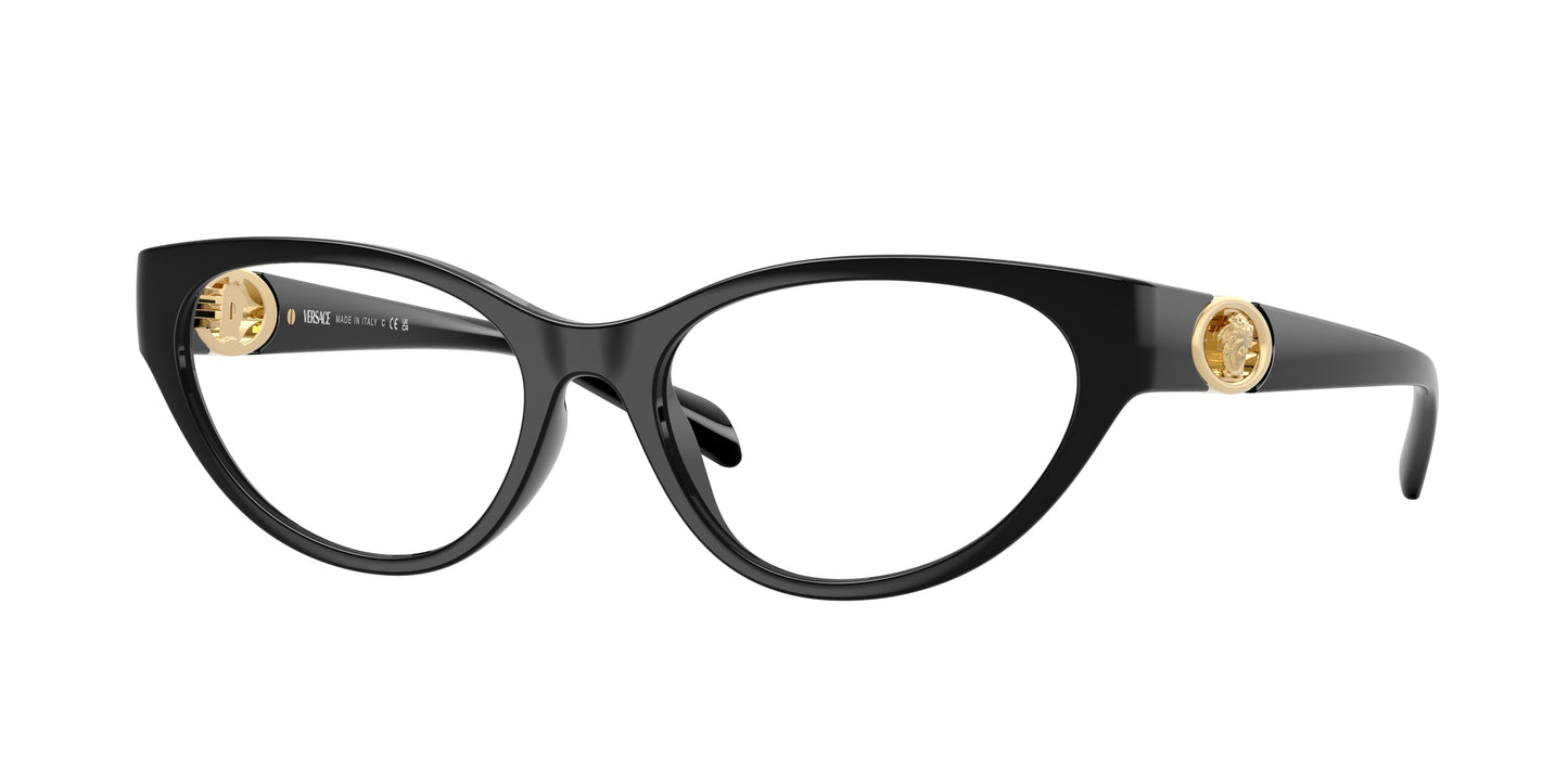 Versace VE3372U Cat Eye Eyeglasses  GB1-Black 54-140-17 - Color Map Black