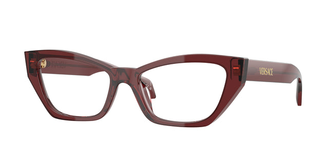Versace VE3373U Cat Eye Eyeglasses  5512-Transparent Bordeaux 54-140-17 - Color Map Red