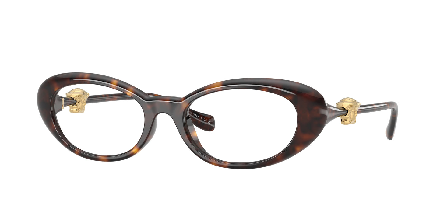 Versace VE3381U Oval Eyeglasses  108-Havana 52-140-18 - Color Map Tortoise