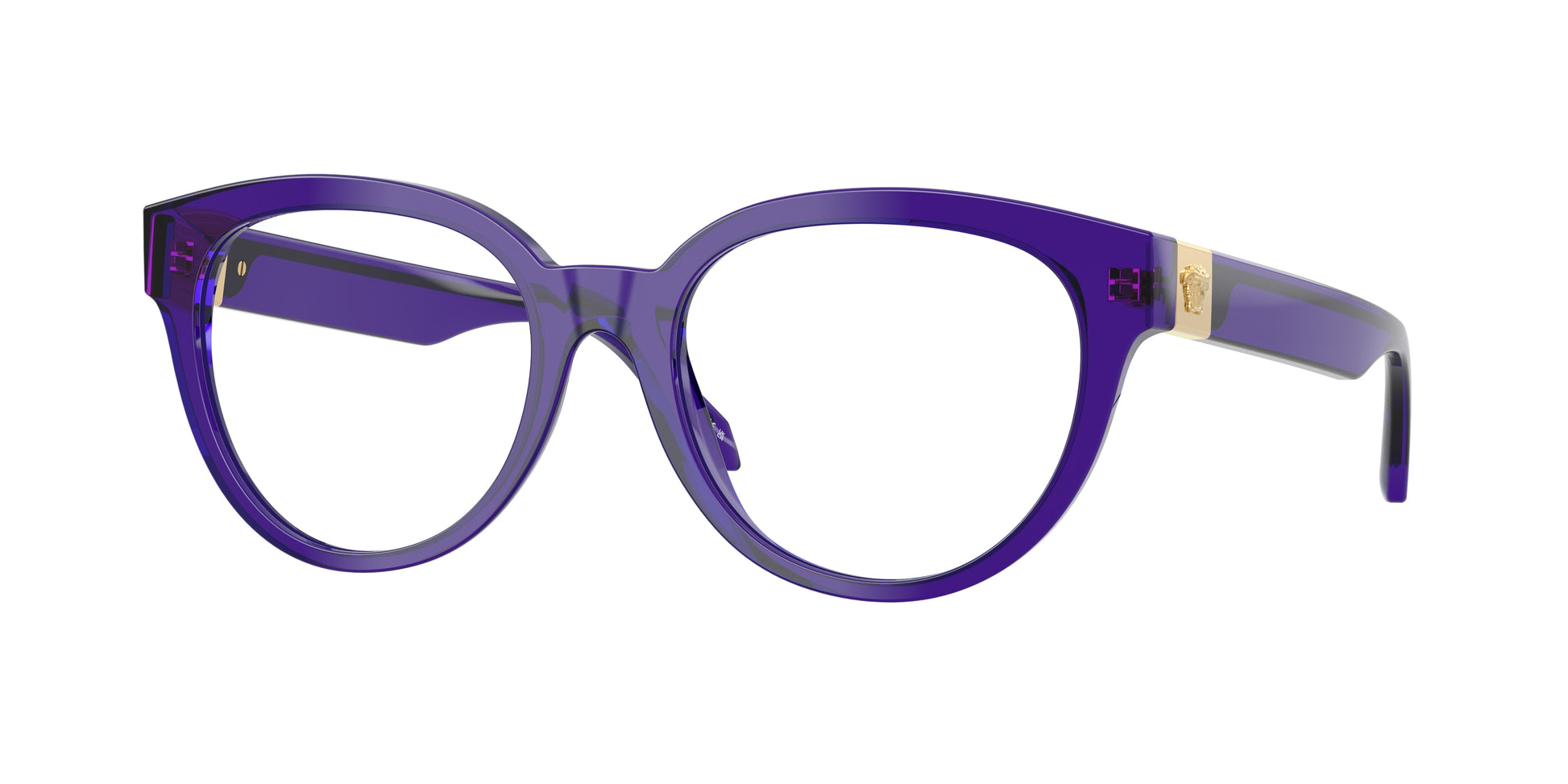 Versace VE3384 Round Eyeglasses  5545-Transparent Dark Violet 53-140-18 - Color Map Violet