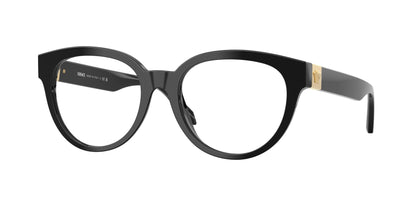 Versace VE3384 Round Eyeglasses  GB1-Black 53-140-18 - Color Map Black
