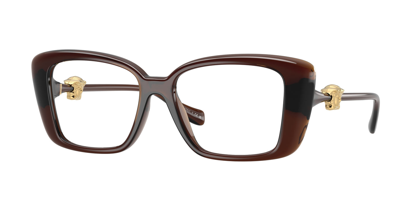 Versace VE3385U Square Eyeglasses  5547-Transparent Brown 53-140-16 - Color Map Brown
