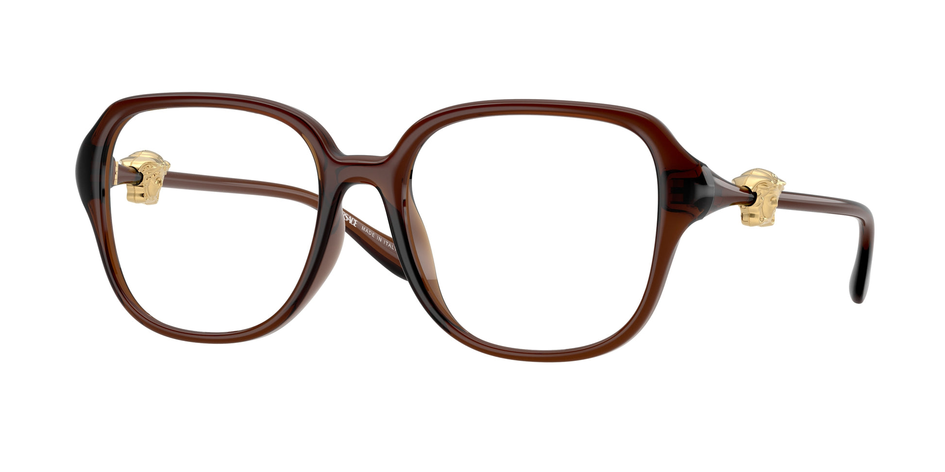 Versace VE3386D Square Eyeglasses  5534-Transparent Brown 55-140-18 - Color Map Brown