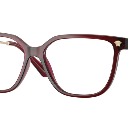 Versace VE3388U Square Eyeglasses  5538-Cherry Transparent 55-140-15 - Color Map Red
