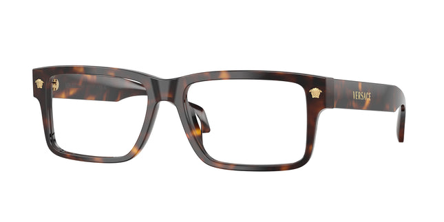 Versace VE3391U Rectangle Eyeglasses  108-Havana 56-140-16 - Color Map Tortoise