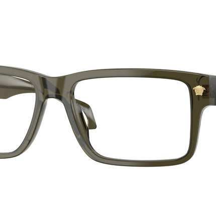 Versace VE3391U Rectangle Eyeglasses  5542-Dark Green Transparent 56-140-16 - Color Map Green