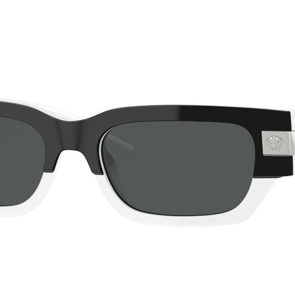 Versace VE4465F Rectangle Sunglasses  545987-Top Black/White 53-145-18 - Color Map Black
