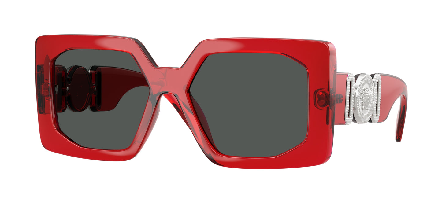 Versace VE4478U Square Sunglasses  550087-Red Transparent 55-140-17 - Color Map Red