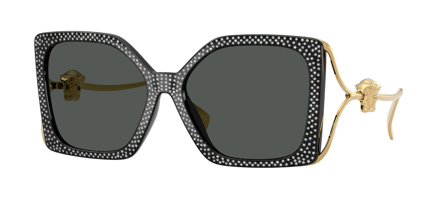Versace VE4502U Square Sunglasses  550787-Black Strass Crystal 58-130-16 - Color Map Black