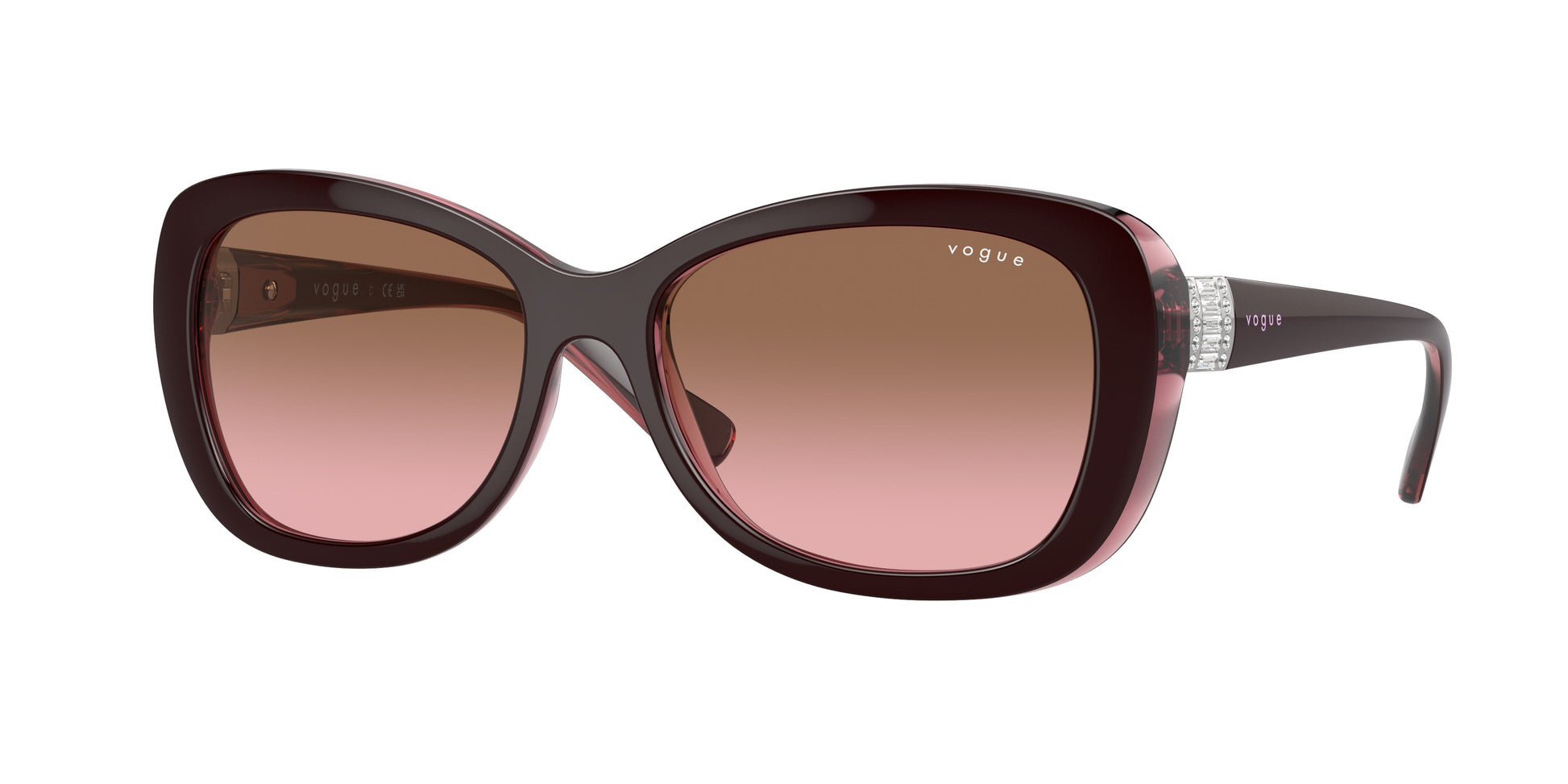 Vogue VO2943SB Butterfly Sunglasses  194114-Top Brown/Opal Pink 55-135-17 - Color Map Brown