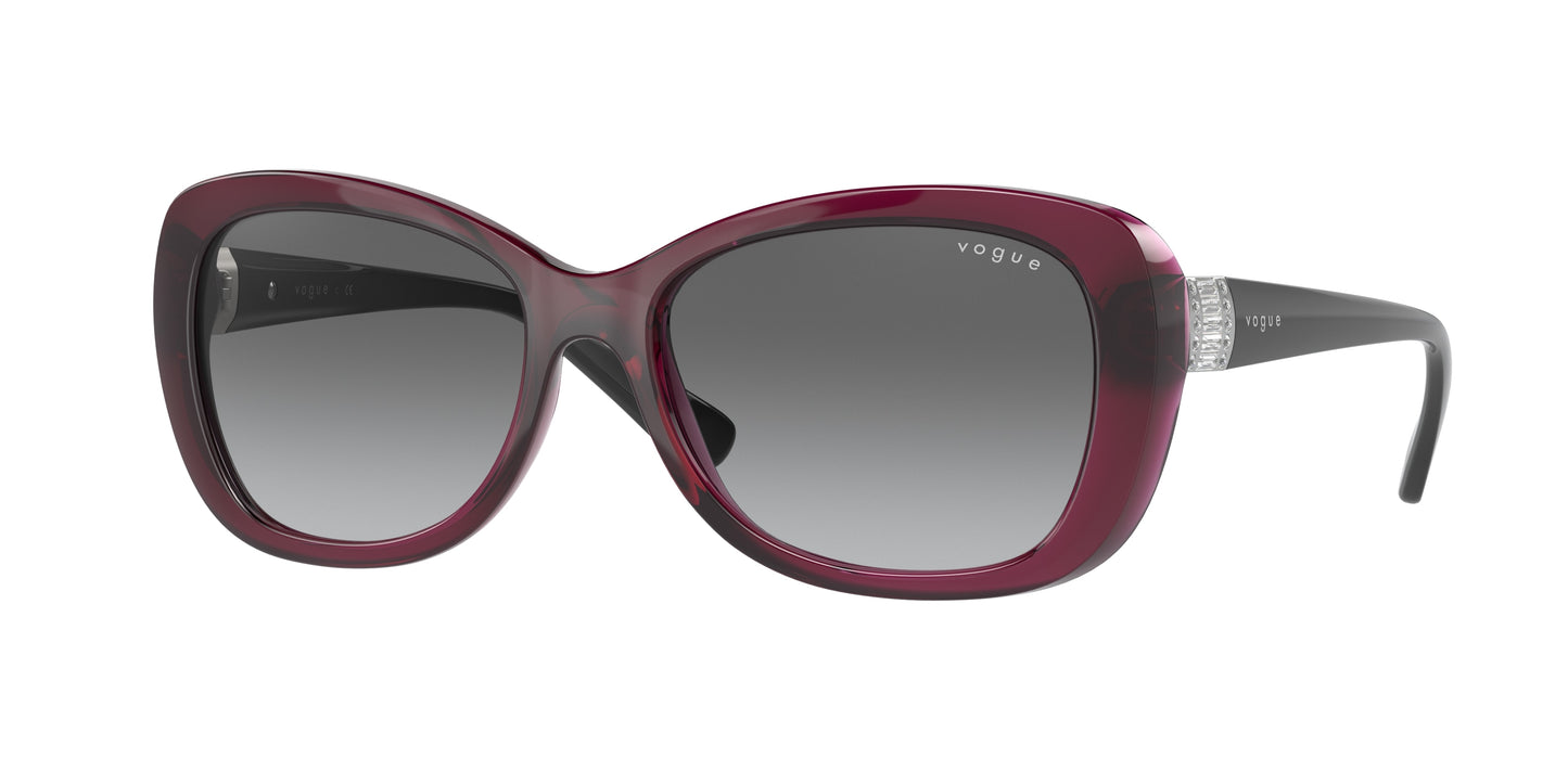 Vogue VO2943SB Butterfly Sunglasses  298911-Transparent Dark Cherry 55-135-17 - Color Map Red
