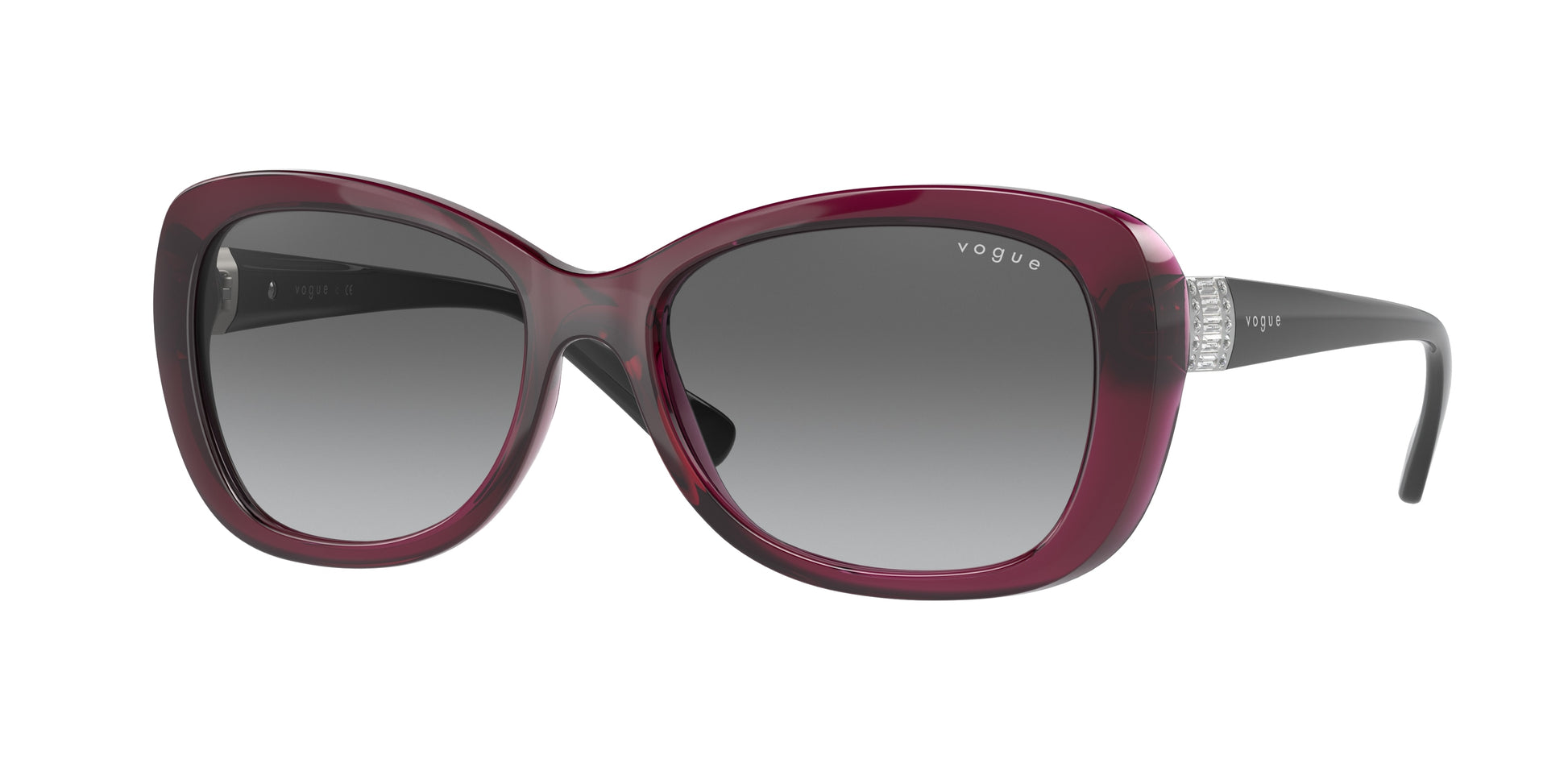 Vogue VO2943SB Butterfly Sunglasses  298911-Transparent Dark Cherry 55-135-17 - Color Map Red