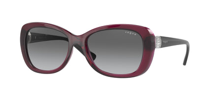 Vogue VO2943SB Butterfly Sunglasses  298911-Transparent Dark Cherry 55-135-17 - Color Map Red