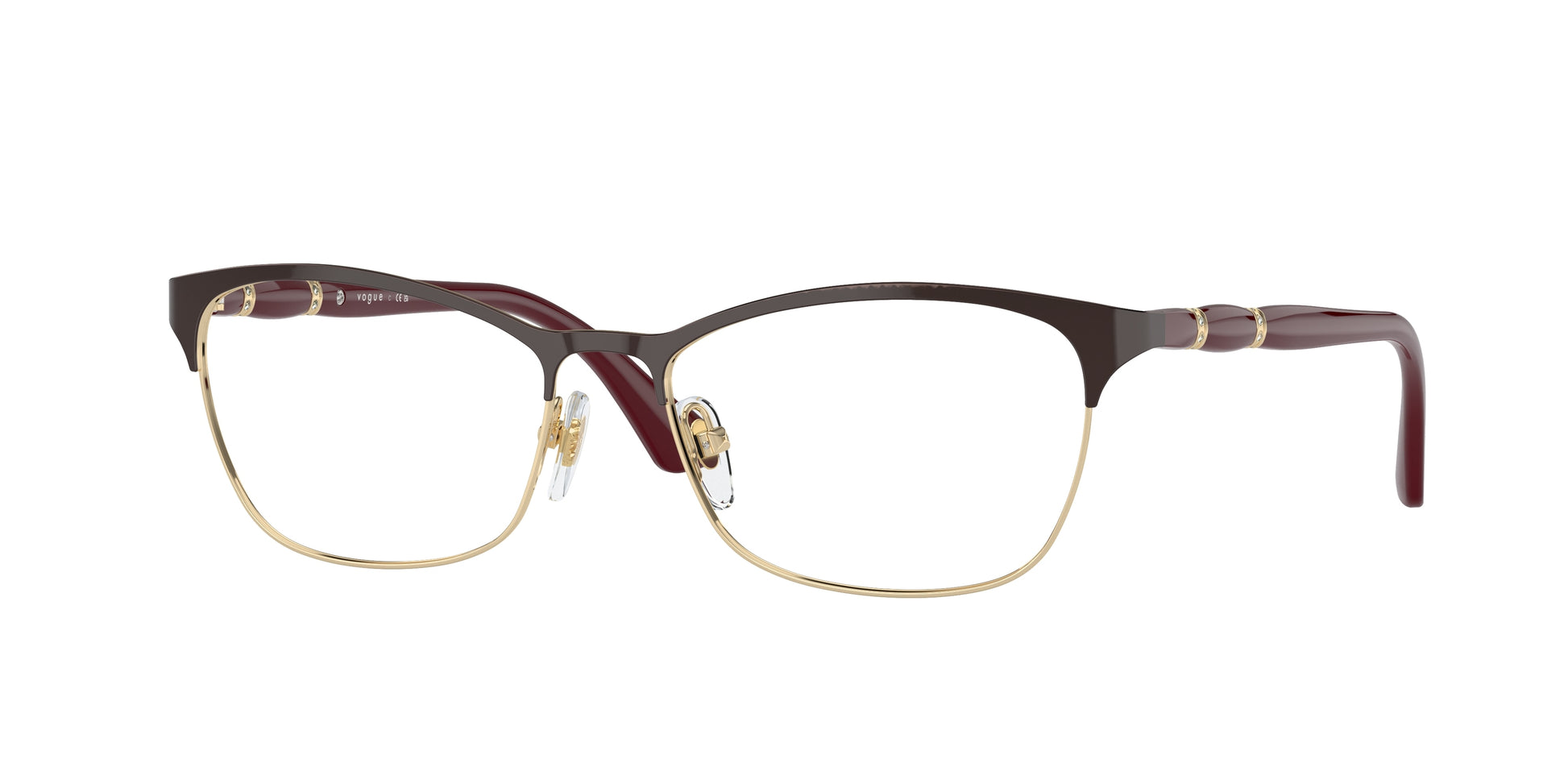 Vogue VO3987B Cat Eye Eyeglasses  986-Top Bordeaux/Pale Gold 52-135-16 - Color Map Red