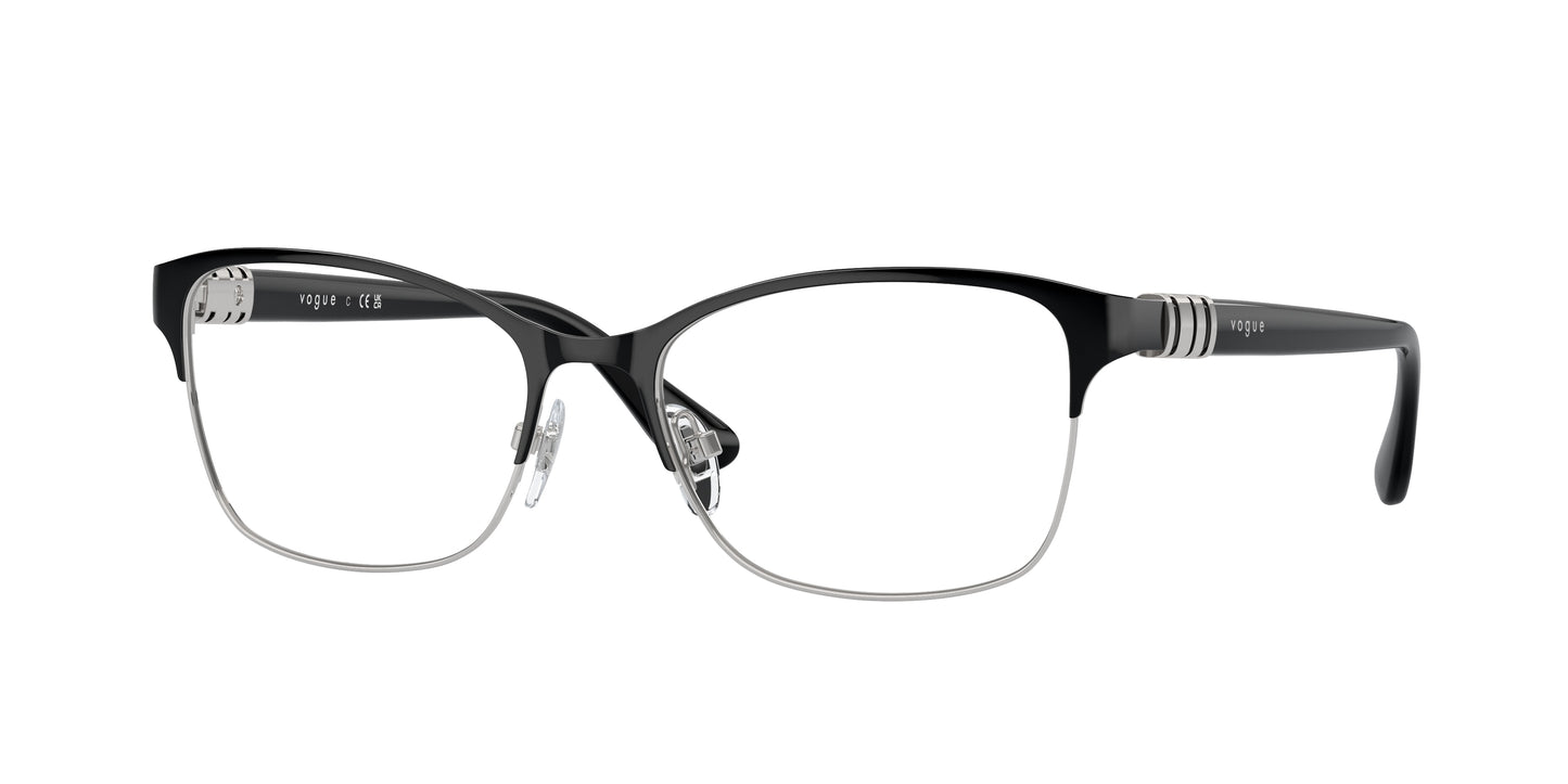 Vogue VO4050 Rectangle Eyeglasses  352-Top Black/Silver 53-140-17 - Color Map Black