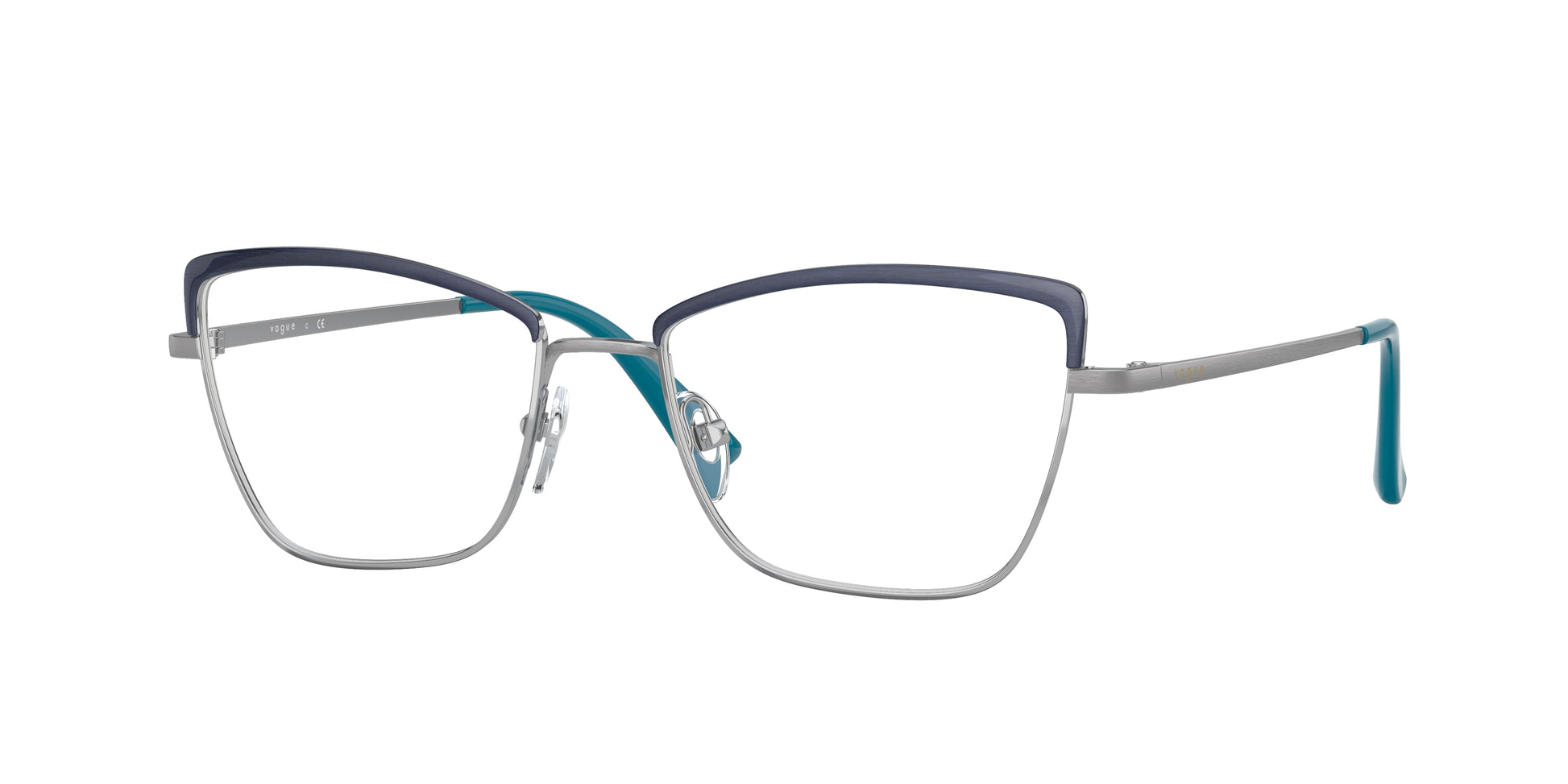 Vogue VO4185 Butterfly Eyeglasses  5139-Brushed Light Blue/Silver 50-135-17 - Color Map Blue