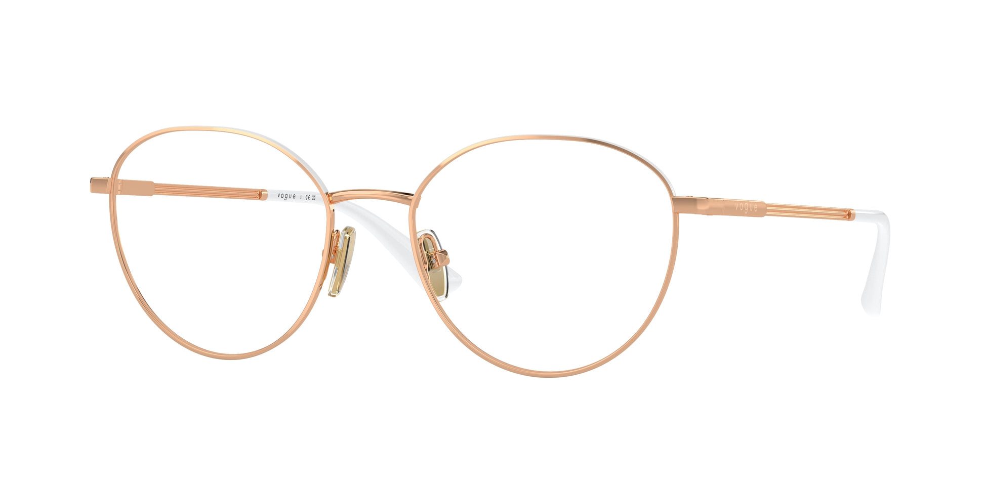 Vogue VO4306 Round Eyeglasses  5152-Rose Gold/Top White 53-140-18 - Color Map Gold