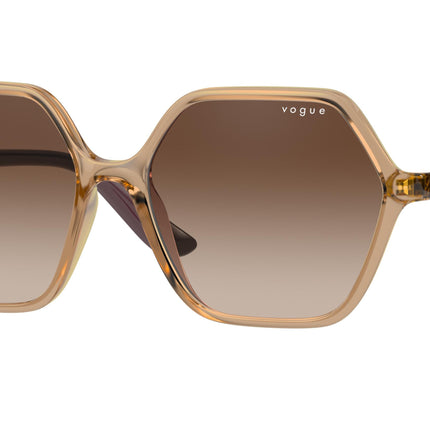 Vogue VO5361S Rectangle Sunglasses  282613-Transparent Caramel 55-140-16 - Color Map Brown
