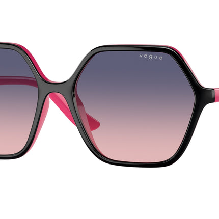 Vogue VO5361S Rectangle Sunglasses  3009I6-Top Black/Fuchsia 55-140-16 - Color Map Black
