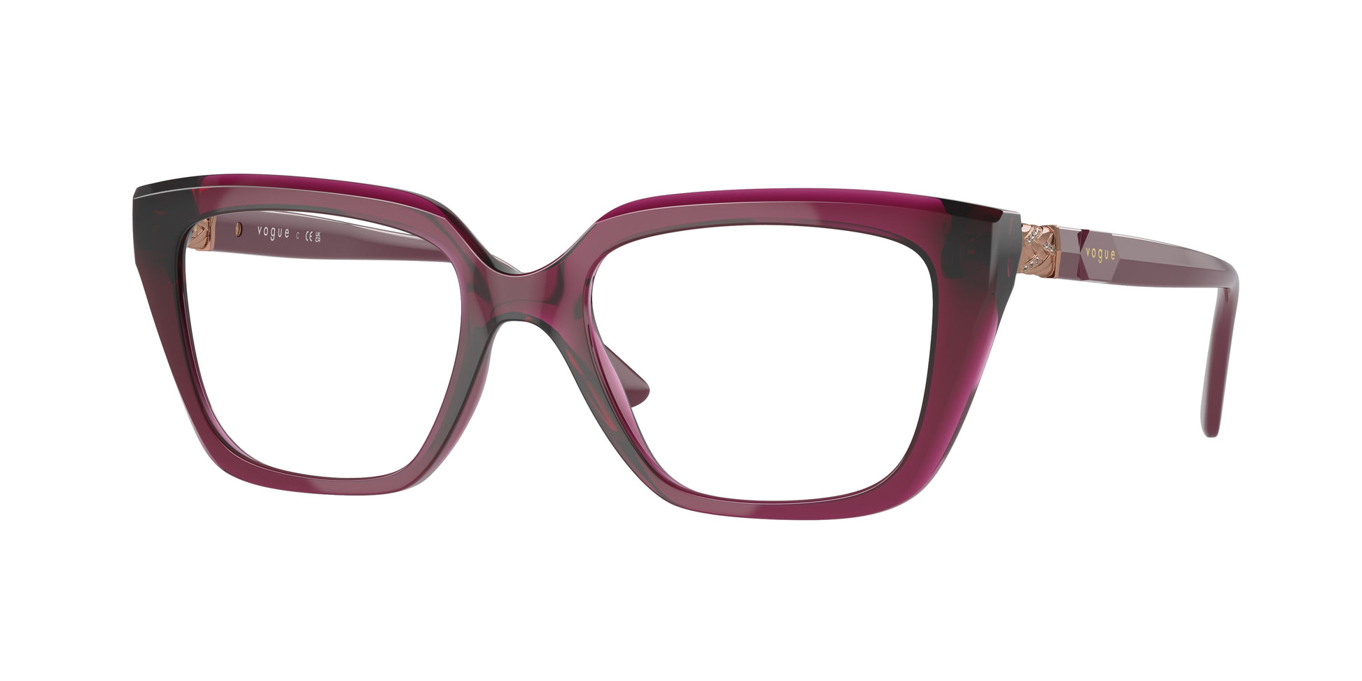 Vogue VO5477B Rectangle Eyeglasses  2989-Transparent Cherry 52-140-18 - Color Map Violet