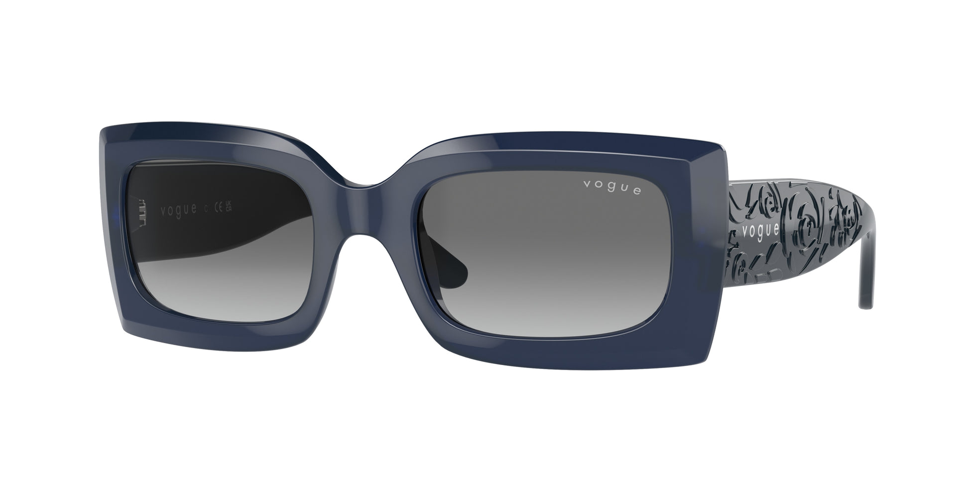 Vogue VO5526S Rectangle Sunglasses  309511-Opal Dark Blue 52-135-21 - Color Map Blue