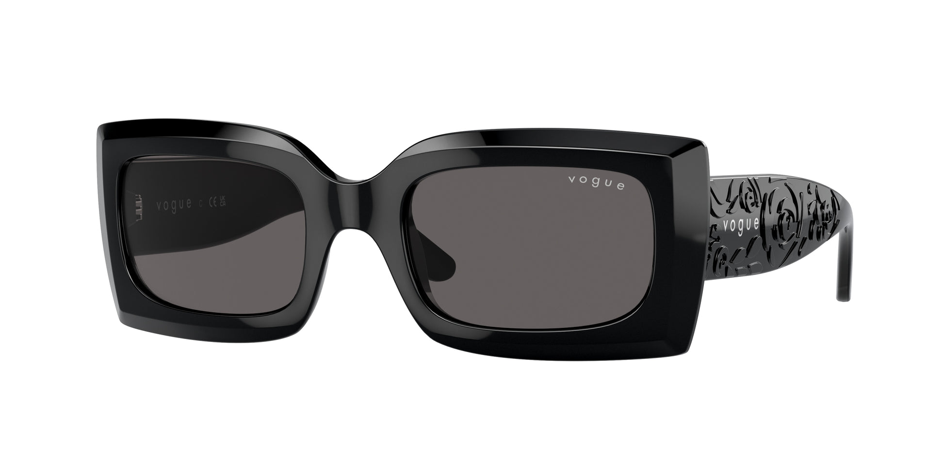 Vogue VO5526S Rectangle Sunglasses  W44/87-Black 52-135-21 - Color Map Black