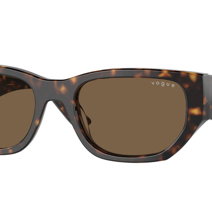Vogue VO5586S Rectangle Sunglasses  W65673-Dark Havana 53-140-19 - Color Map Brown