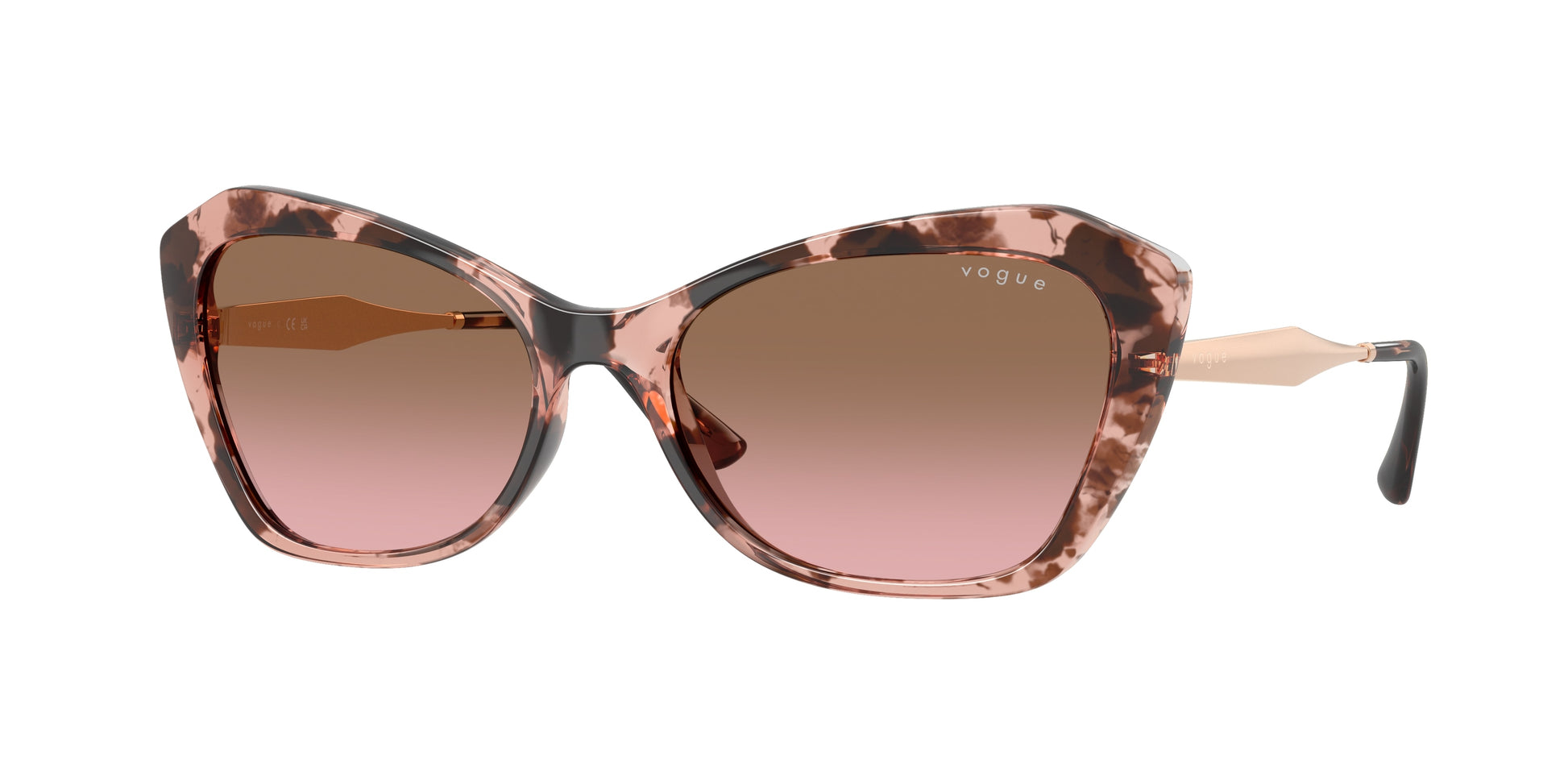 Vogue VO5626S Irregular Sunglasses  319914-Rose Havana 56-135-17 - Color Map Pink