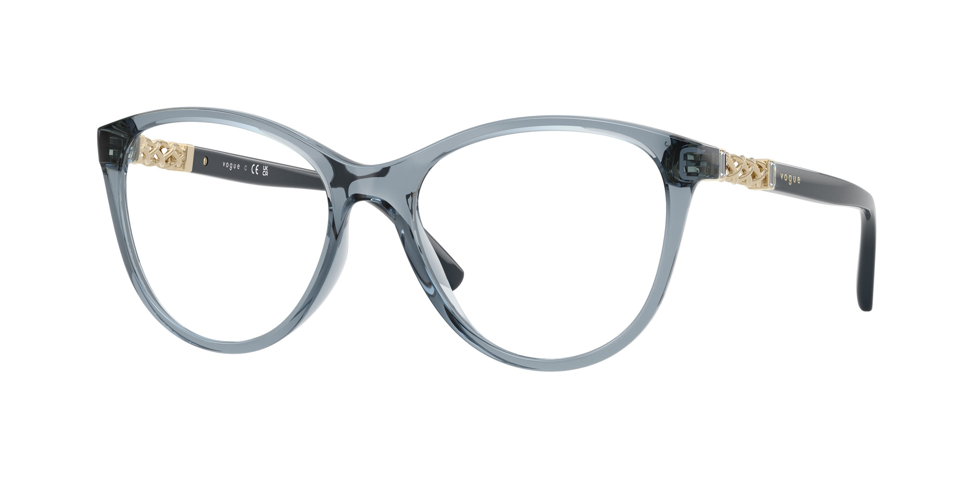 Vogue VO5631B Phantos Eyeglasses  2966-Transparent Light Blue 53-140-17 - Color Map Blue