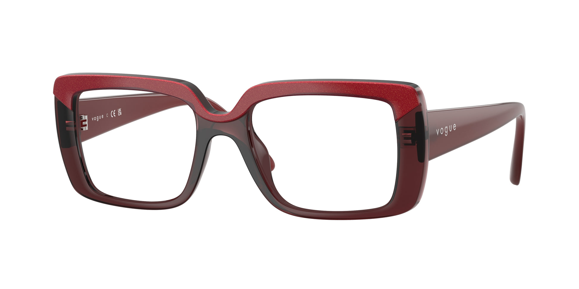Vogue VO5636U Rectangle Eyeglasses  3225-Top Red/Transparent Red 52-140-18 - Color Map Red