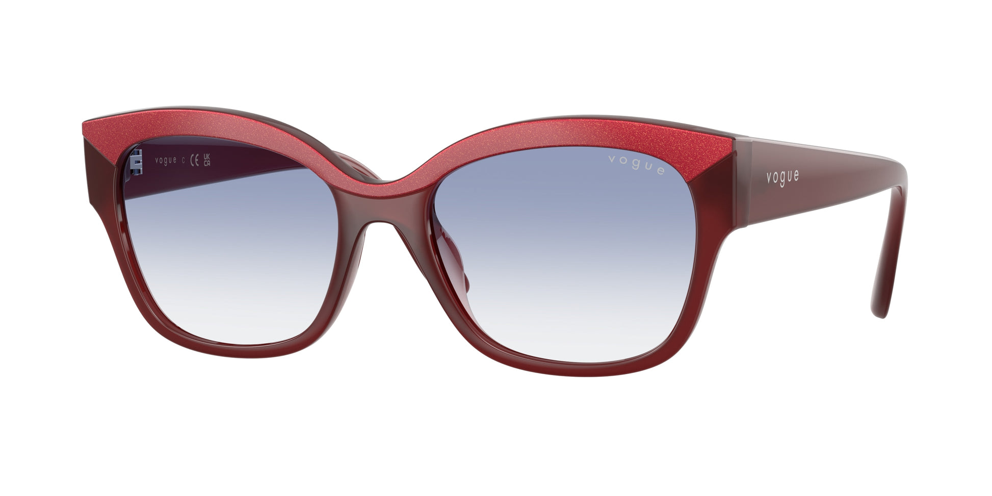 Vogue VO5638SU Butterfly Sunglasses  322119-Top Red/Opal Red 55-140-18 - Color Map Red