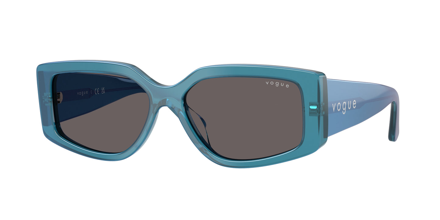 Vogue VO5642SU Rectangle Sunglasses  323787-Transparent Pearl Blue 55-140-15 - Color Map Blue