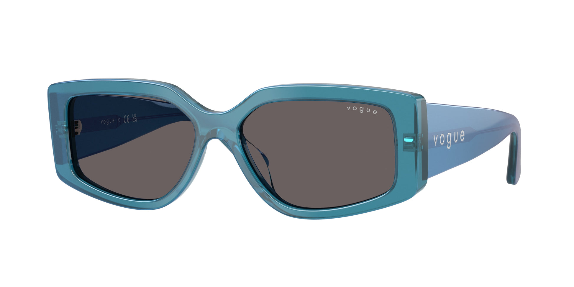 Vogue VO5642SU Rectangle Sunglasses  323787-Transparent Pearl Blue 55-140-15 - Color Map Blue