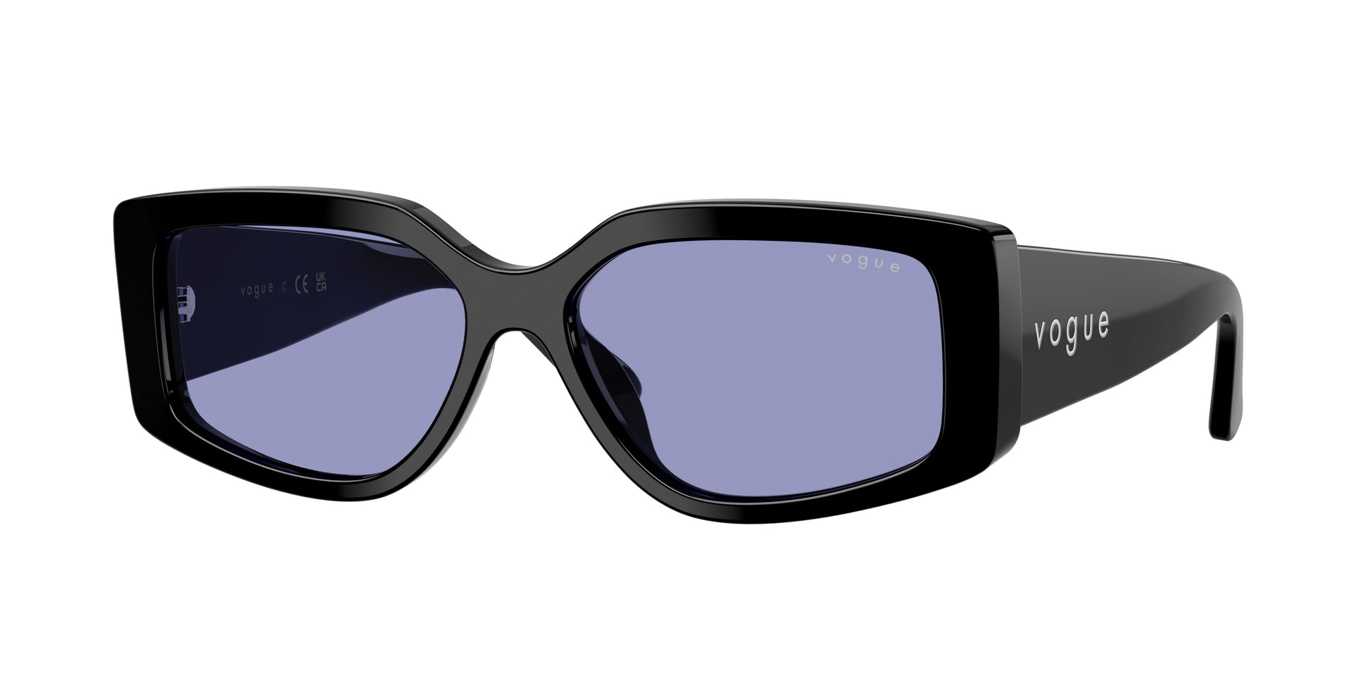 Vogue VO5642SU Rectangle Sunglasses  W44/76-Black 55-140-15 - Color Map Black