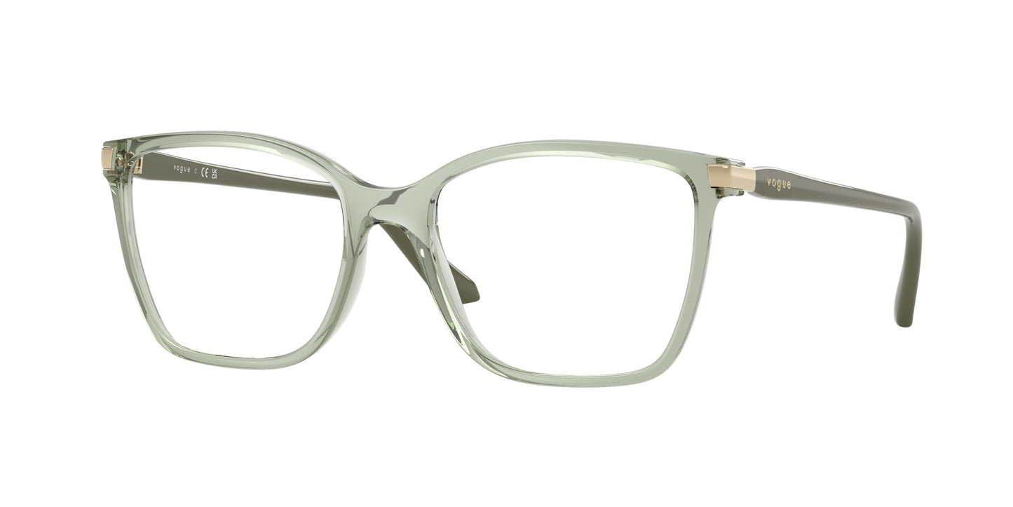 Vogue VO5654 Square Eyeglasses  3022-Transparent Green 53-140-17 - Color Map Green
