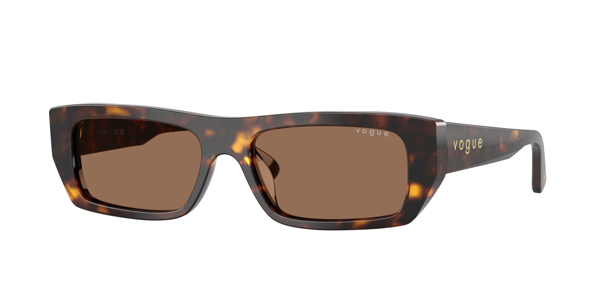 Vogue VO5657SU Rectangle Sunglasses  W65673-Dark Havana 53-140-16 - Color Map Brown