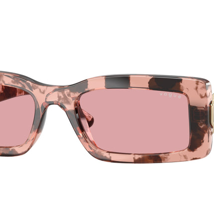 Vogue VO5674S Rectangle Sunglasses  319984-Rose Havana 53-135-19 - Color Map Pink