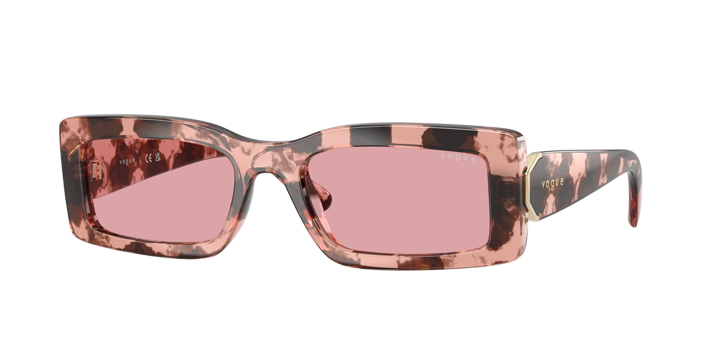 Vogue VO5674S Rectangle Sunglasses  319984-Rose Havana 53-135-19 - Color Map Pink