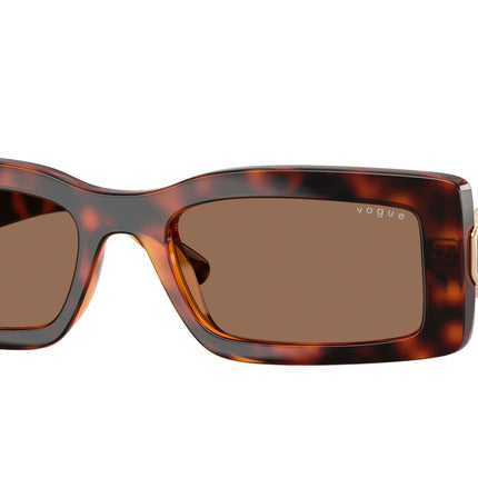 Vogue VO5674S Rectangle Sunglasses  W65673-Dark Havana 53-135-19 - Color Map Brown