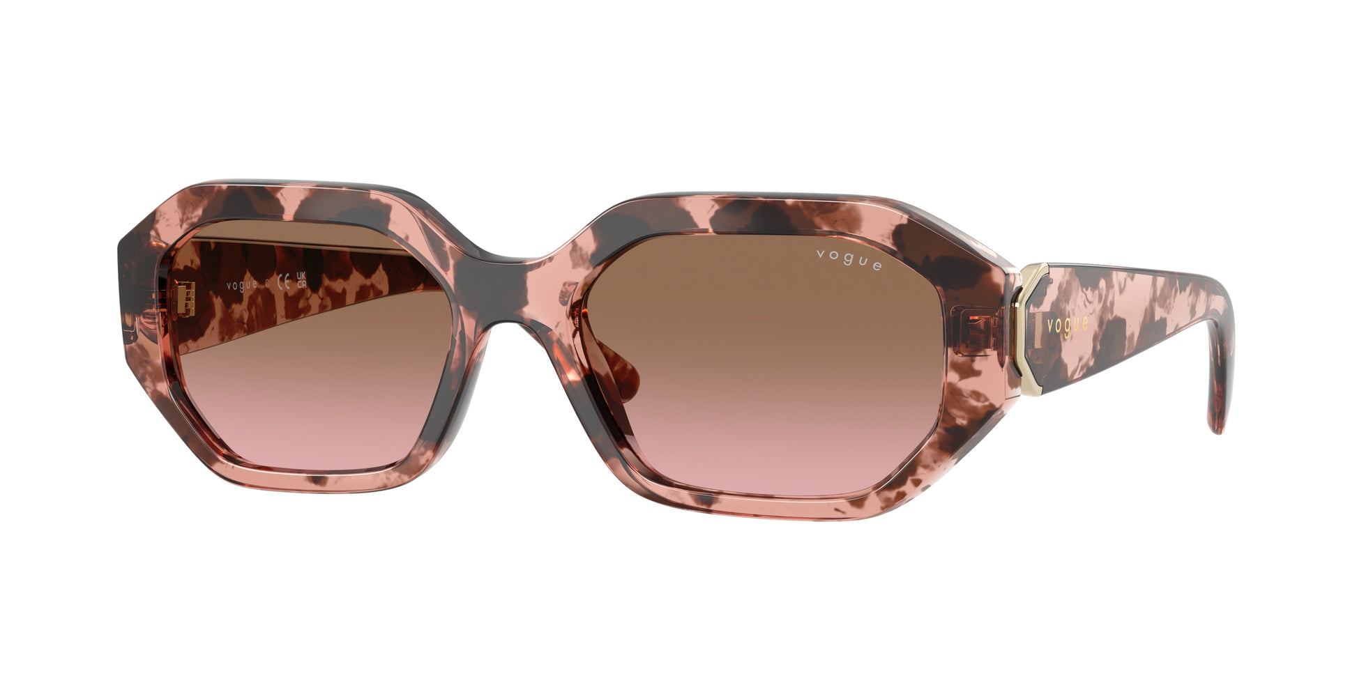 Vogue VO5675S Irregular Sunglasses  319914-Rose Havana 54-135-18 - Color Map Pink