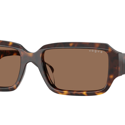 Vogue VO5693SU Rectangle Sunglasses  W65673-Dark Havana 54-140-17 - Color Map Brown